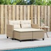 vidaXL Patio Sofa 2-Seater with Stools Beige Poly Rattan - 3 of 4