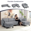 Mjkone Flexible Combination Reversible 4-Seater Modular Sofa with Storage Ottomans,Linen Rivet Design Convertible Sleeper Sofa - 2 of 4