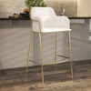 LeisureMod Axis 40" Upholstered Pub Chair Bar Stool Set of 2 with Gold Stainless Steel Base, Armrest & Footrest - Modern Accent for Kitchen & Bar - 2 of 4
