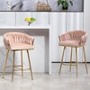 26'' Counter height bar stools Set of 2 kitchen island counter bar stool with hand- wave back,golden chromed base and footrest - 2 of 4