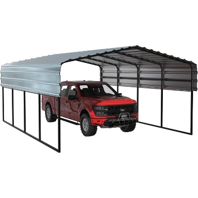 Gray 12' x 20' Galvanized Steel Roof Carport Shelter