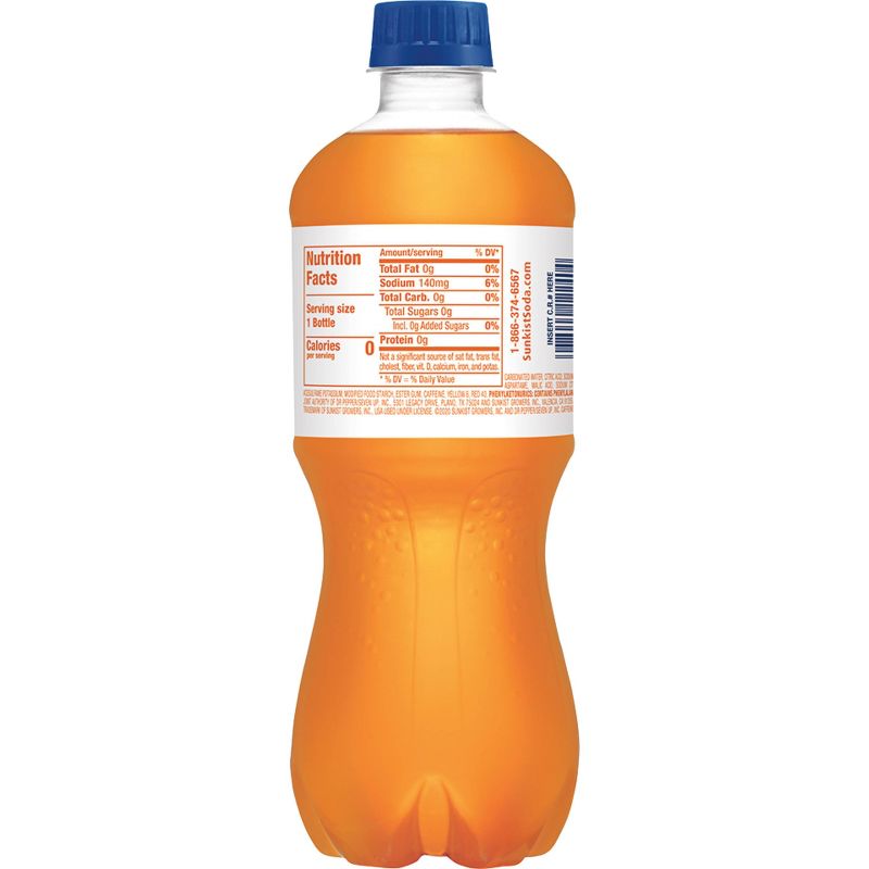 Sunkist Zero Sugar Orange Soda - 20 fl oz Bottles, 5 of 8