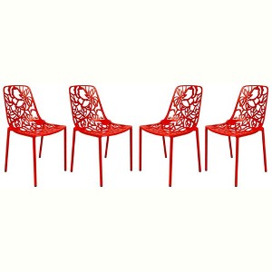 LeisureMod Devon Modern Aluminum Outdoor Stackable Dining Chair Set of 4 - 1 of 4