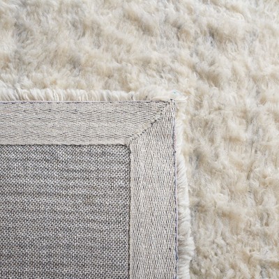 Silver and Ivory Hand-Tufted Wool Shag Area Rug, 6' x 6'