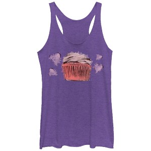 Women's Lost Gods Cupcake Hearts Racerback Tank Top - 1 of 3