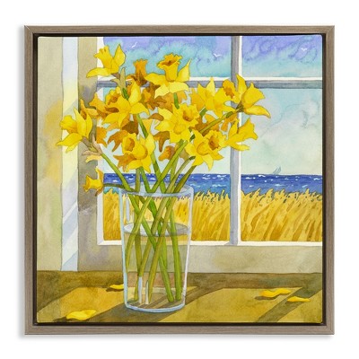 Stupell Industries Daffodils in Seaside Window, 18" x 18"