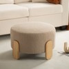 24.8" Round Ottoman, Plush Teddy Velvet Footstool with Natural Wood Legs, 24.8"x24.8"x15.94"H - 2 of 4