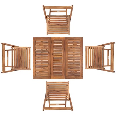 Natural Acacia Wood Foldable 5-Piece Outdoor Dining Set