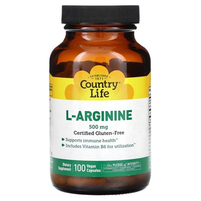 Country Life L-Arginine, 500 mg, 100 Vegan Capsules