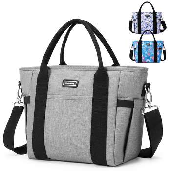 Insulated Cooler Bag Gray with Thermal Foam Insulation Reusable Grocery Bag Transport Cold Or Hot Food Apply to Delivery Bag, Travel Picnic Cooler