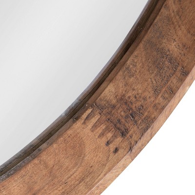 Hartman 30" Round Brown Wood Vanity Wall Mirror