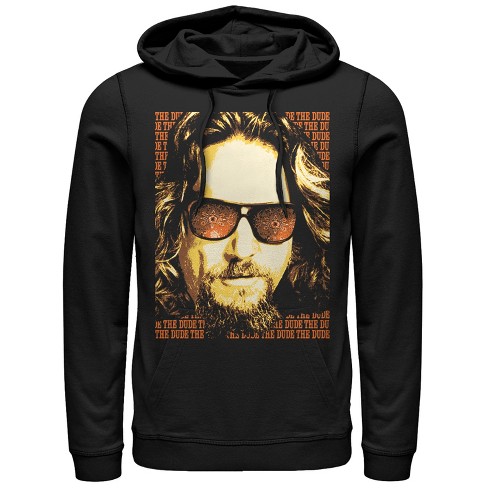 Men s The Big Lebowski The Dude Text Poster Pull Over Hoodie Black Medium