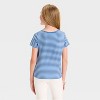Girls' Short Sleeve Fitted Striped Embellished T-Shirt - Cat & Jack™ Steel Blue - 3 of 4