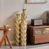 Aukfa Set of 3 Gold Metal Decorative Vases – High Distress 3D Triangle Pattern Center Vases for Home Decor, 33.5", 29.5", 25.2" High - 3 of 4