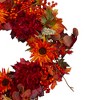 Northlight Leaves and Flowers Fall Harvest Wreath - 24-Inch, Unlit - 3 of 4