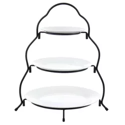 3-Tier Round Plate Porcelain Serveware Set - Elama