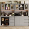 71" Tall Kitchen Pantry Cabinet, Kitchen Storage Hutch with Glass Door, Handless Design and Adjustable Shelves, Microwave Stand for Dining Room - 3 of 4