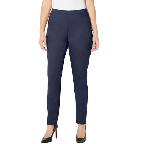Catherines Women's Plus Size Essential Flat Front Pant - 2x, Navy : Target