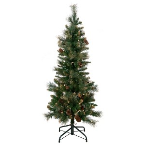Northlight 4.5' Pre-Lit Yorkshire Pine Pencil Artificial Christmas Tree, Clear Lights - 1 of 4