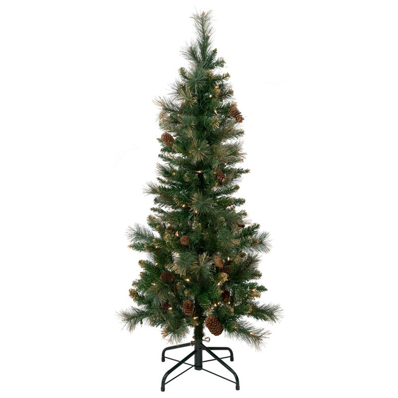 Northlight 4.5' Pre-Lit Yorkshire Pine Pencil Artificial Christmas Tree, Clear Lights, 1 of 9