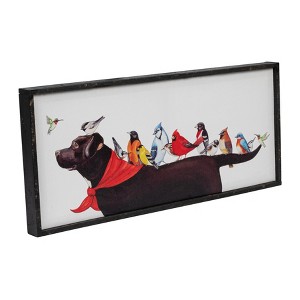 Storied Home Wood Framed Canvas Wall Decor with Birds on Dog, Multicolor - 1 of 4