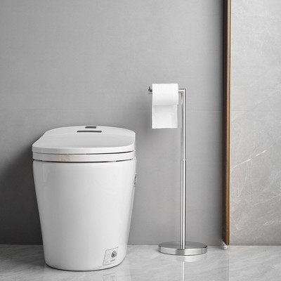 Nickel Freestanding Stainless Steel Toilet Paper Holder with Shelf