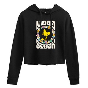 Women's - Peanuts - Retro Floral Woodstock Cropped Graphic Hoodie - 1 of 4