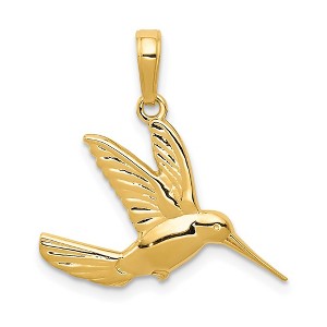 Black Bow Jewelry 14k Yellow Gold Polished Hummingbird in Flight Pendant - 1 of 4