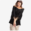 Anna-Kaci Women's Velvet Off-Shoulder Blouse with Ruched Sleeves and Tie Details - 3 of 4