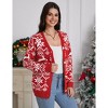 Womens Christmas Cardigan V Neck Button Down Long Sleeve Open Front Cardigan Sweaters Knitwear - 2 of 4
