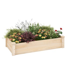 Tangkula Wooden Raised Garden Bed Rectangular Planter Box for Vegetables Fruits Flowers Herbs Outdoor Elevated Planting Bed for Garden - 1 of 4