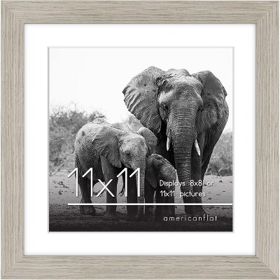 Americanflat Picture Frame in Drift Wood - Displays 8x8 With Mat and 11x11 Without Mat - Composite Wood with Shatter Resistant Glass