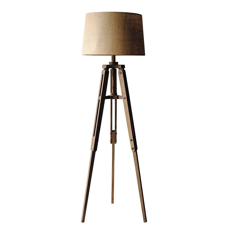 Mariner Tripod Style Wood Floor Lamp with Burlap Drum Shade Rust - Storied Home, 3 of 31