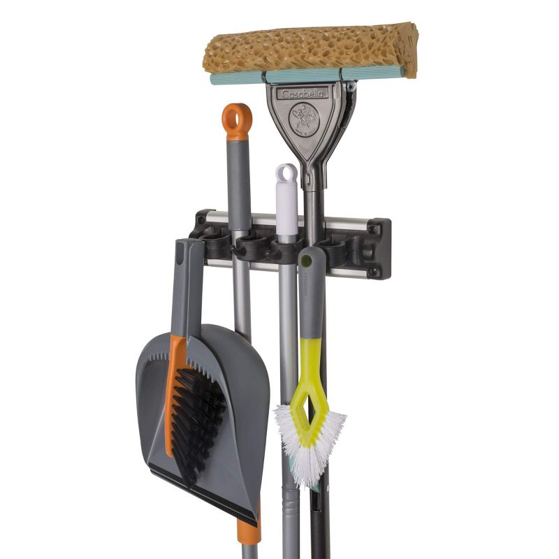 Casabella Grook Mop and Broom Utility Holder - Medium - Black/Silver, 2 of 3