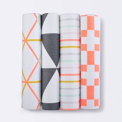 Image of Flannel Baby Blankets GeoBright Blush 4pk - Cloud Island™