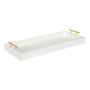 Kate and Laurel Lipton Tray, 10x24, White and Gold - 1 of 4