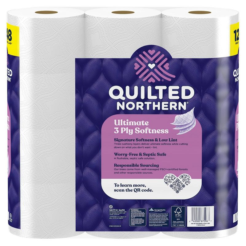 Quilted Northern Ultra Plush Toilet Paper - 12 Mega Rolls, 3 of 7