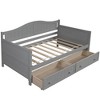 NicBex Twin Size Daybed Modern Wooden Bed Frame with 2 Drawers and Guardrails for Bedroom, Living Room, No Box Spring Required, Space Saving - 3 of 4