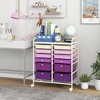 Tangkula 12 Drawers Rolling Storage Cart Classroom Organizers with Wheels for Tools Scrapbook Craft Paper Purple - 3 of 4