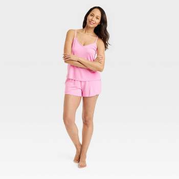 Women's Beautifully Soft Short Sleeve Notch Collar Top and Shorts Pajama  Set - Stars Above™ Rose Pink/Striped XXL