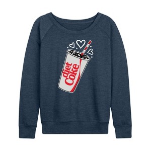 Women's - Diet Coke - Heart Bubbles Lightweight French Terry Wide Neck Long Sleeve Shirt - 1 of 4