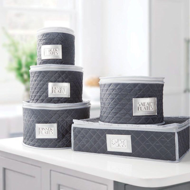 mDesign Quilted Protective Dinnerware Storage, 5 Piece Set, 2 of 5