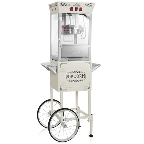 Olde Midway Movie Theater-Style Popcorn Machine Popper with Cart and 10 oz  Kettle, Cream