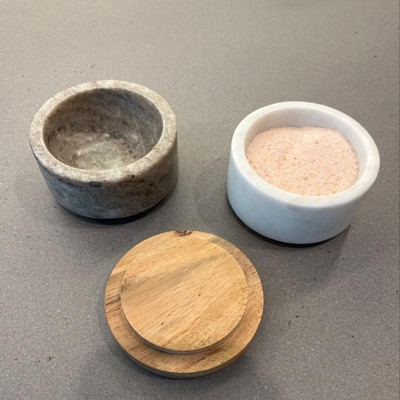 Sandstone and Marble Salt Cellar Set