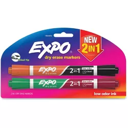 Expo Dual 2-In-1 Dry Erase Markers Chisel Tip 2/PK Ast 1944654