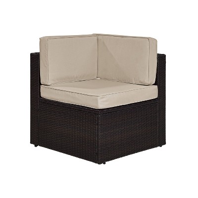 Palm Harbor Sand Wicker Corner Chair with Cushions