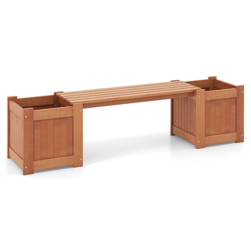 Tangkula Hardwood Outdoor Planter Boxes w/ Detachable Bench 2 Elevated Mini Planters Patio, 2 of 11