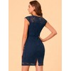 INSPIRE CHIC Women's Elegant Stretch Knit Cap Sleeve Allover Floral Lace Bodycon Dress - 3 of 4
