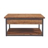Claremont Rustic Wood Coffee Table with Low Shelf Dark Brown - Alaterre Furniture: Steel Frame, Acacia Surface - 3 of 4