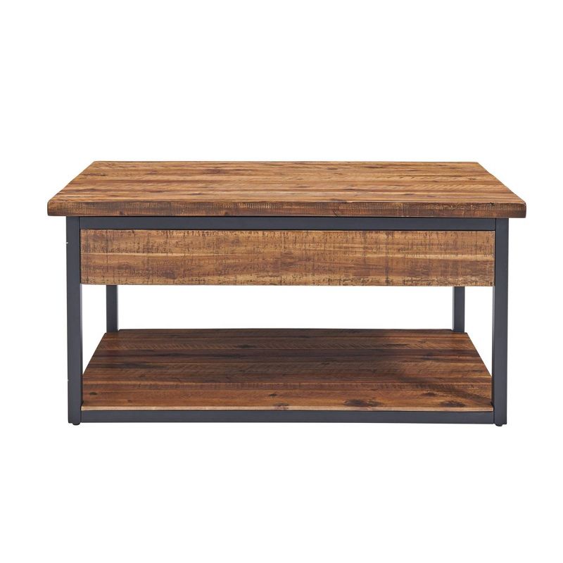 Claremont Rustic Wood Coffee Table with Low Shelf Dark Brown - Alaterre Furniture, 4 of 11